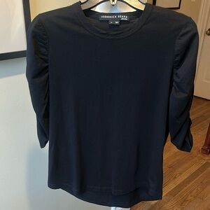 Veronica Beard Waldorf T-shirt Top Blouse Black Medium
